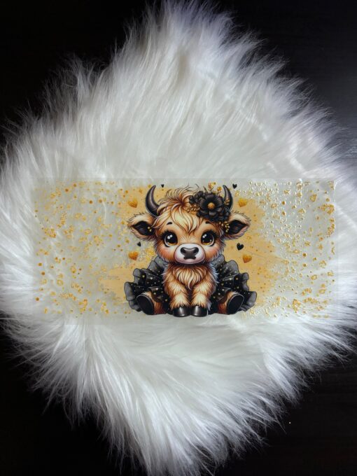 UV DTF Wrap- Highland Cow/Black & Gold