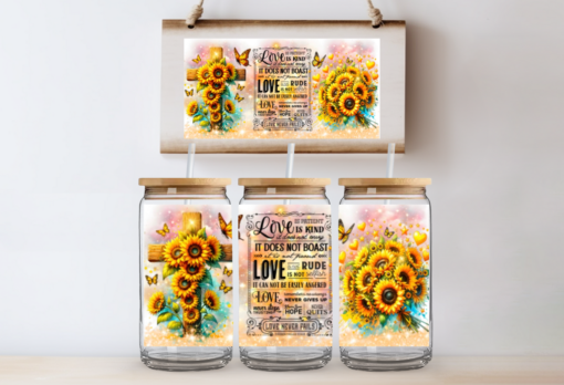 UV DTF Wrap- Cross Sunflowers