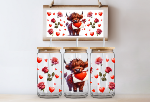 UV DTF Wrap- Highland Cow Valentines