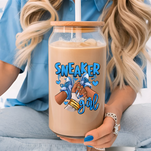 UV DTF Decal- Sneaker Girl Blue